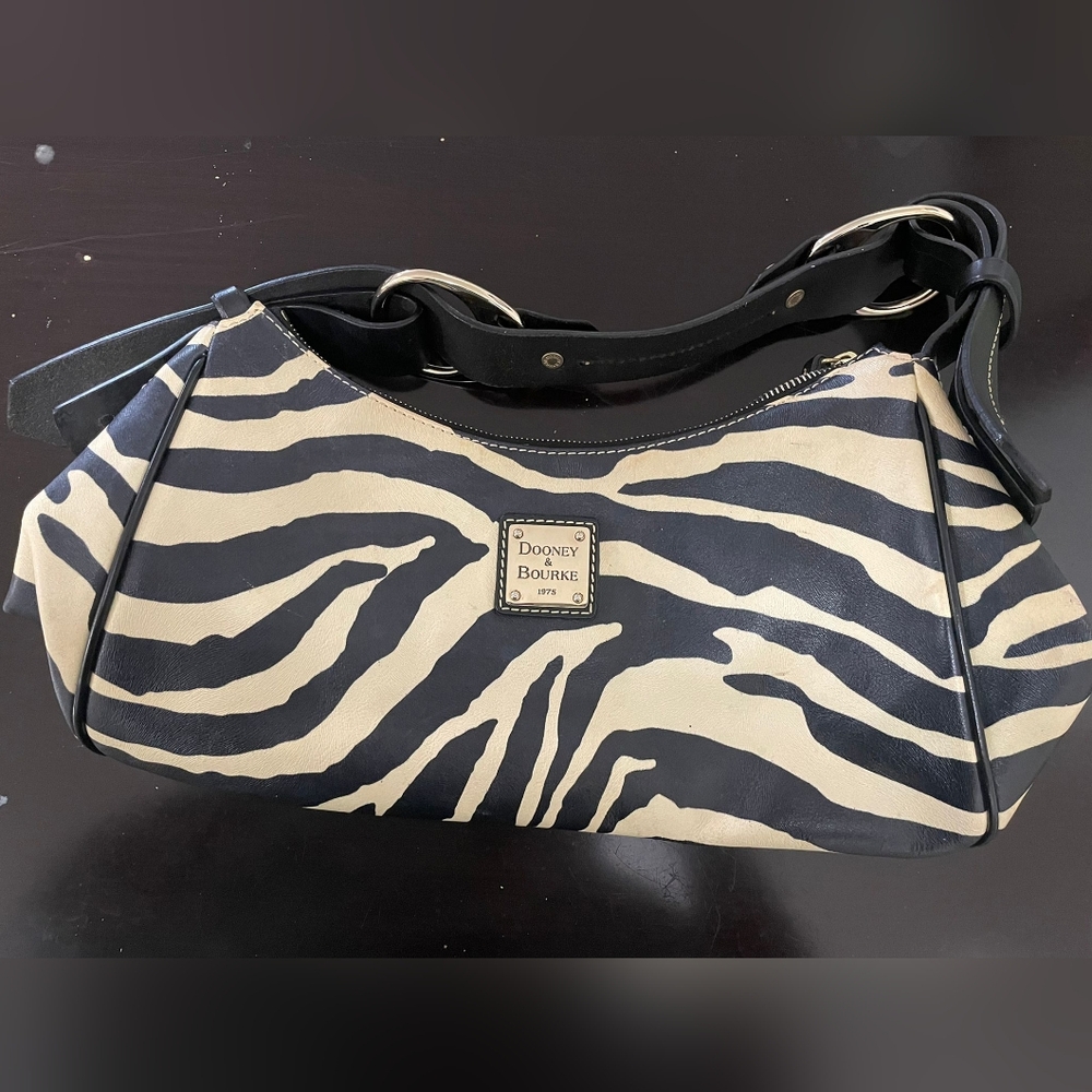 Dooney & Bourke Zebra Print Medium Women's Bag - Black and Cream